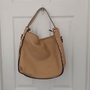 Beige Tote Purse With Gold Toned Detail NWT